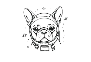a space themed tattoo of my french bulldog mars. include elements in space like planets and stars. mars should be depicted as a astronaut tattoo idea