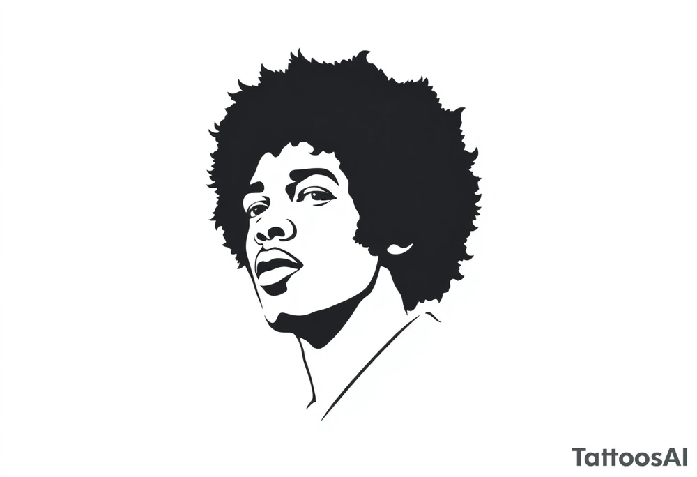 Jimi hendrix, afro, silhouette, looking straight ahead tattoo idea