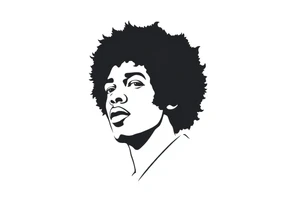 Jimi hendrix, afro, silhouette, looking straight ahead tattoo idea