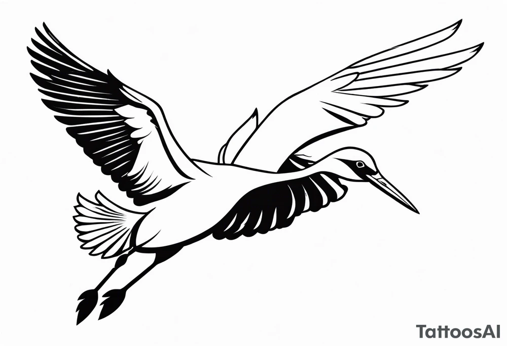 Majestic flying stork carrying a baby tattoo idea