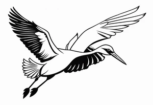 Majestic flying stork carrying a baby tattoo idea