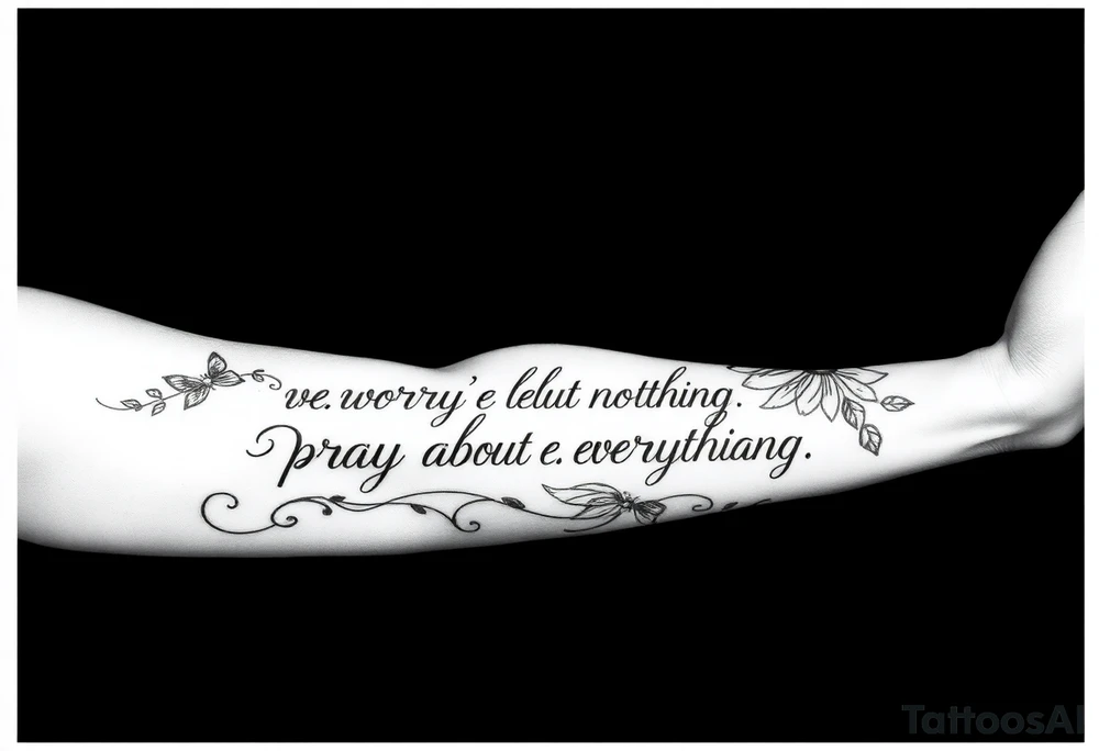 philippians 4:6 “worry about nothing, pray about everything”make this into a graphic type of tattoo with no words just meaning. something a black person would get tattoo idea