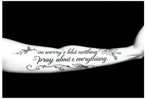 philippians 4:6 “worry about nothing, pray about everything”make this into a graphic type of tattoo with no words just meaning. something a black person would get tattoo idea