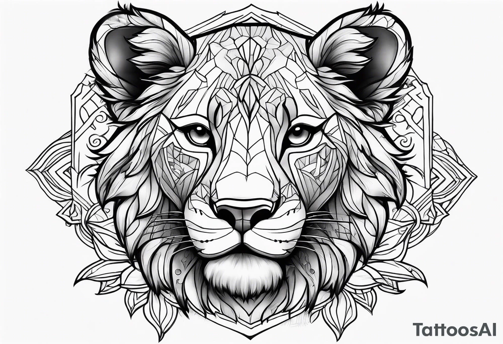 Super cute cartoon lion cub tattoo idea