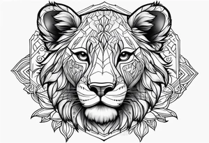 Super cute cartoon lion cub tattoo idea