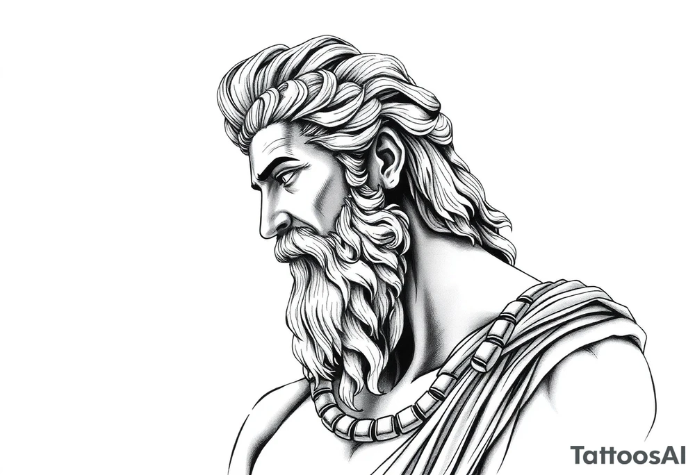 GREEK GOD LOOKING OVER HIS EMPIRE tattoo idea