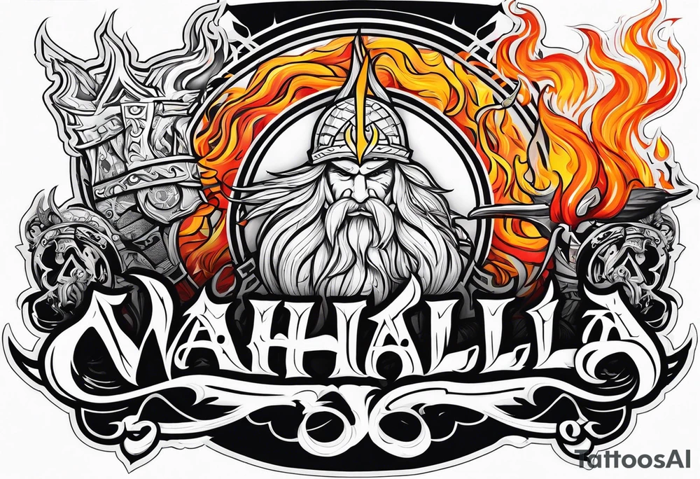 Valhalla on  fire tattoo idea