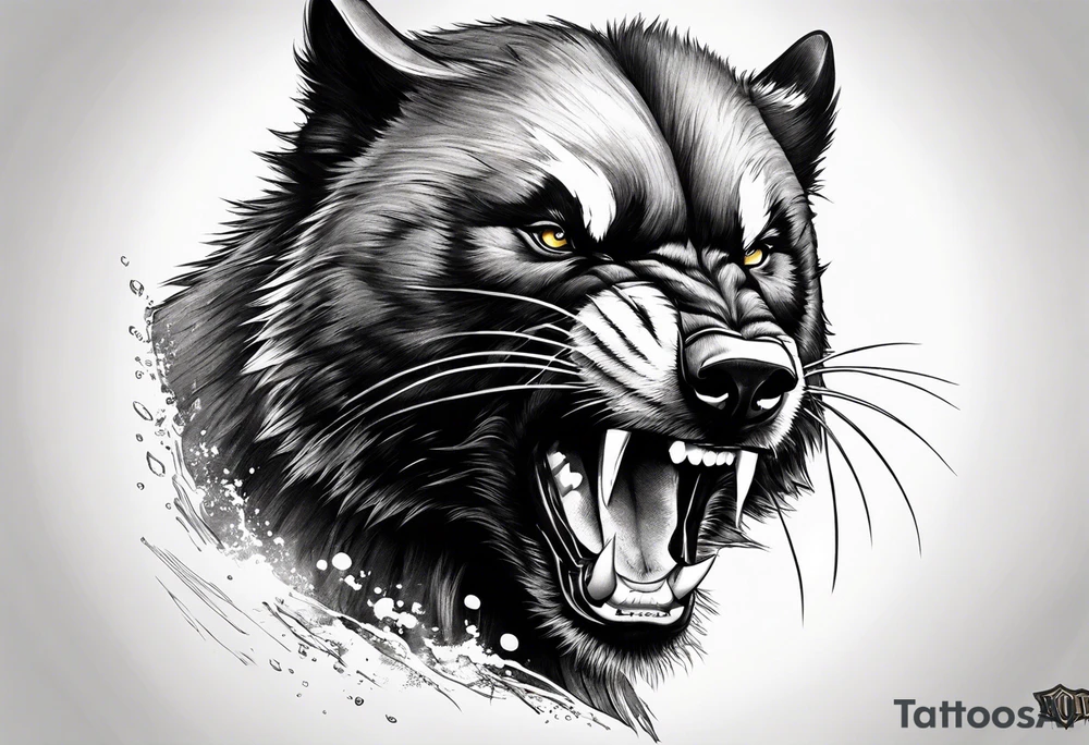 Wolverine animal runnig tattoo idea