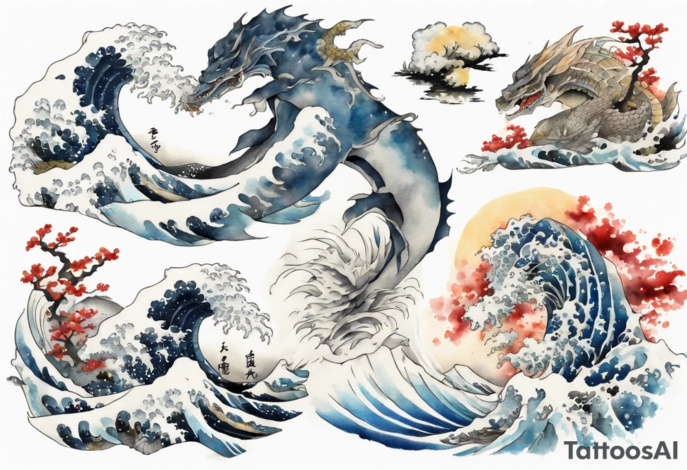 a white Bake-kujira tattoo idea