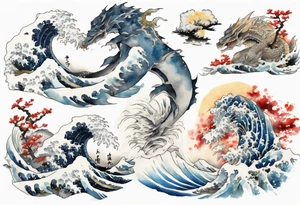 a white Bake-kujira tattoo idea
