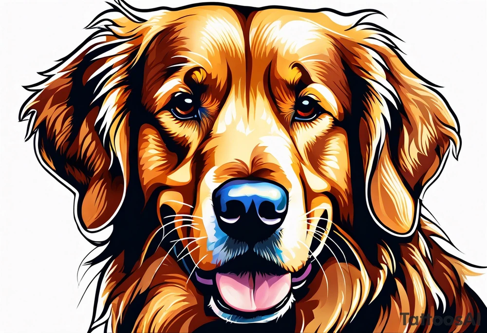 dark colored golden retriever that is happy tattoo idea