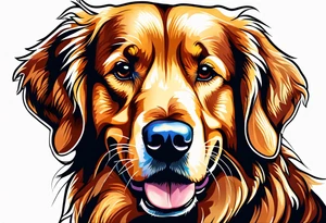 dark colored golden retriever that is happy tattoo idea