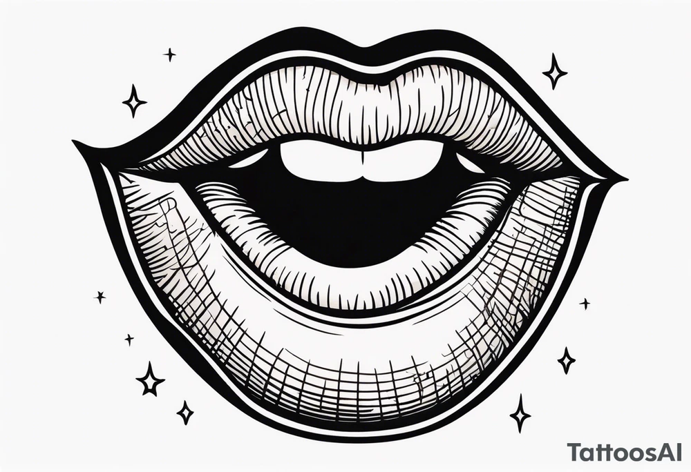 lips singing old school vintage traditional tattoo idea