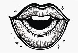 lips singing old school vintage traditional tattoo idea