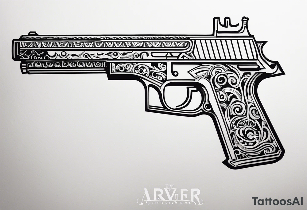 The letters AR with a pistol on each side tattoo idea