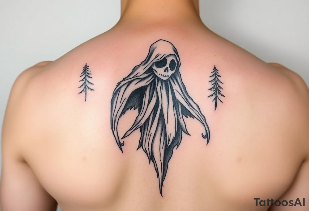 Forest ghost with snufkin form tattoo idea