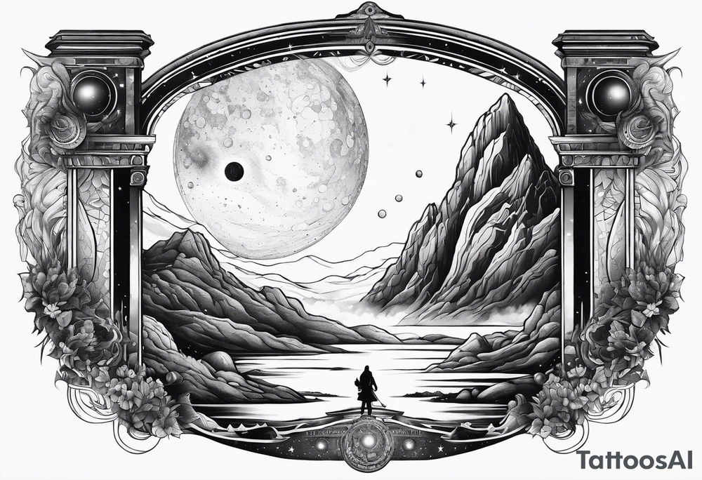 cosmic spiritual archway outer space tattoo idea