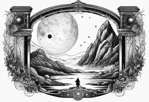 cosmic spiritual archway outer space tattoo idea