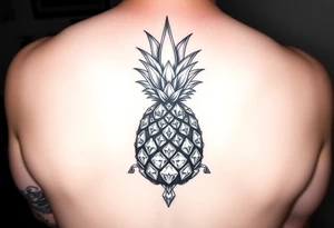 powerful majestic pineapple with a crown,and diamonds tattoo idea