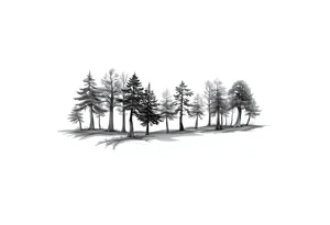 Full arm sleeve that starts with trees on the forearm tattoo idea