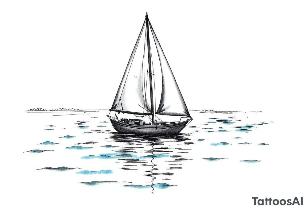 sailing boat in a bay tattoo idea