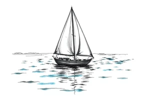 sailing boat in a bay tattoo idea