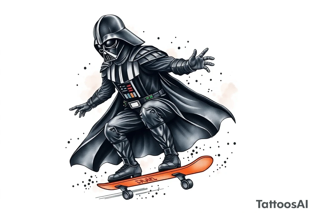 Skateboarding Darth Vader tattoo idea
