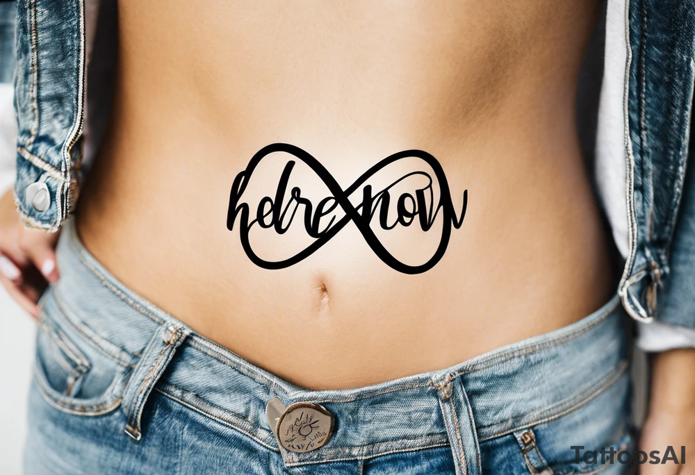 infinity symbol shaped with phrase "here and now" tattoo idea infinity symbol shaped with phrase "here and now" tattoo idea
