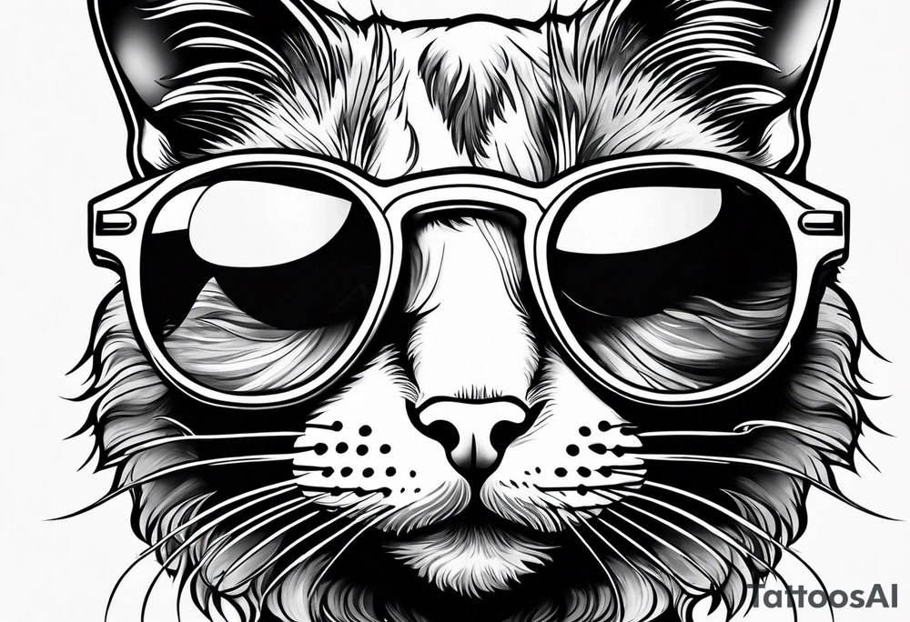 cat with sunglass tattoo idea