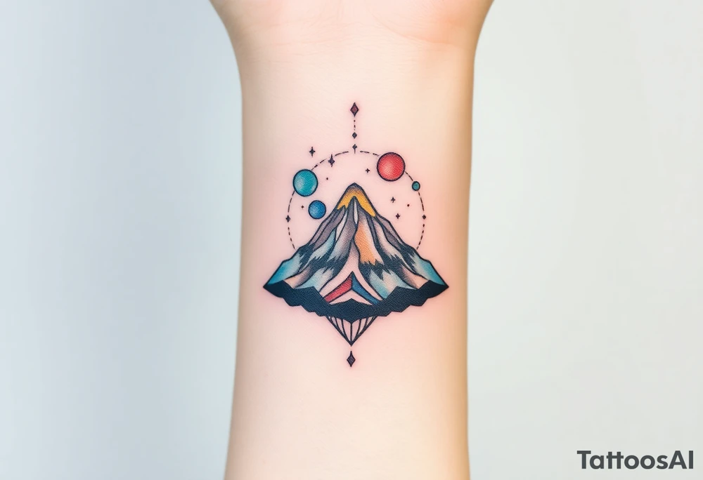 Geometric Volcano incorporating Capricornicus constellation tattoo idea