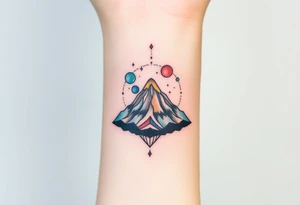 Geometric Volcano incorporating Capricornicus constellation tattoo idea