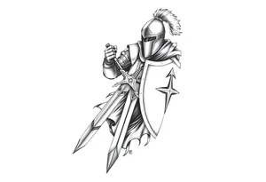 A knight with a sword and shield after winning a battle for my forearm to finish my sleeve off tattoo idea