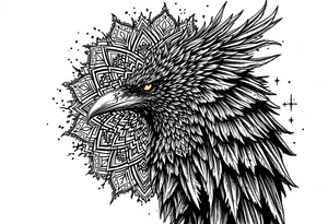 Mandala and raven combined in a ominous way tattoo idea