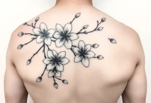 delicate cherry blossoms swirling in spring breeze with petals tattoo idea