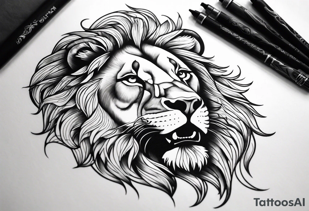 realistic laying lion tattoo idea