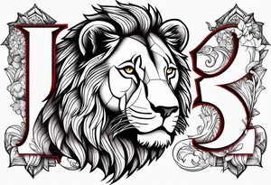 letters j a s t i, inisde of a lion tattoo idea