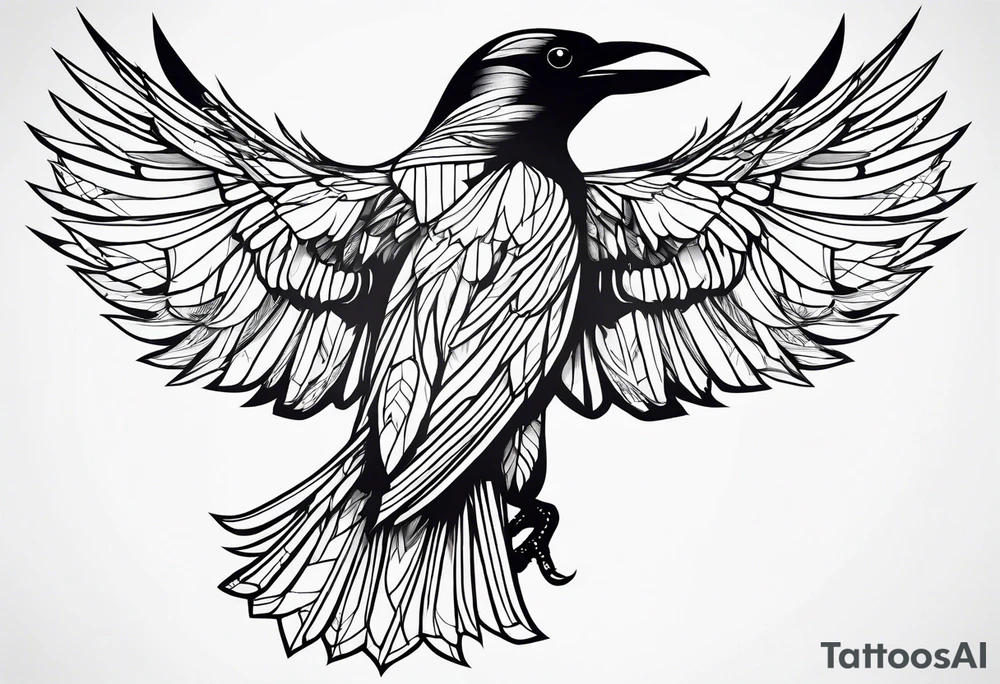 outlines of a crow with open wings tattoo idea