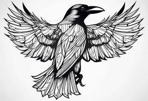 outlines of a crow with open wings tattoo idea