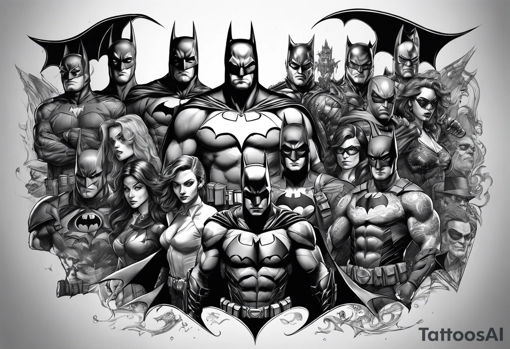 batman with all the vilains tattoo idea