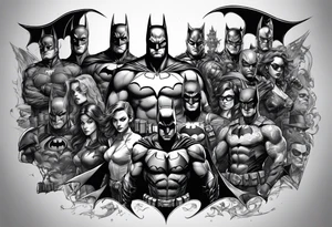 batman with all the vilains tattoo idea