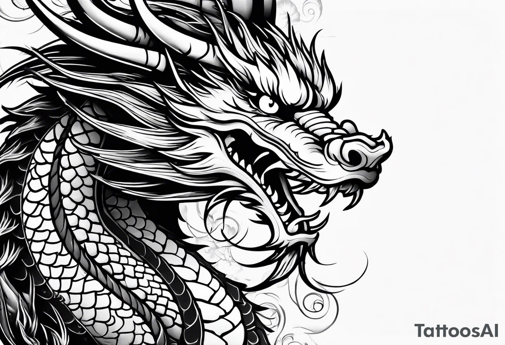 Brushstroke oriental dragon tattoo idea