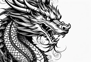 Brushstroke oriental dragon tattoo idea