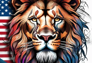 American flag. 
Lion background tattoo idea