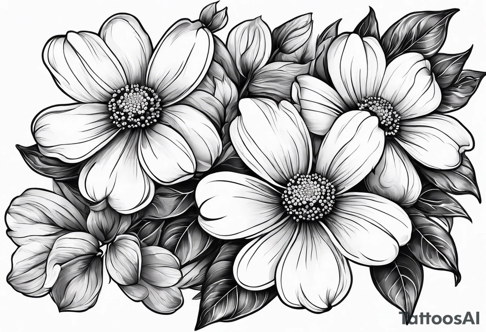 Dogwood flowers, daisy flowers, spring tattoo idea Dogwood flowers, daisy flowers, spring tattoo idea