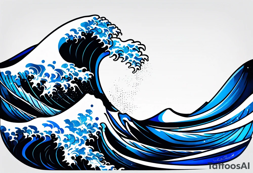 Design turning in to waves black with blue accent struggle perseverance under water tattoo idea