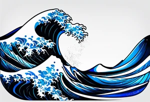 Design turning in to waves black with blue accent struggle perseverance under water tattoo idea