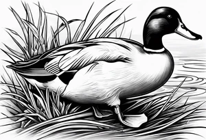 Hunting decoy Duck with a conducting stick tattoo idea