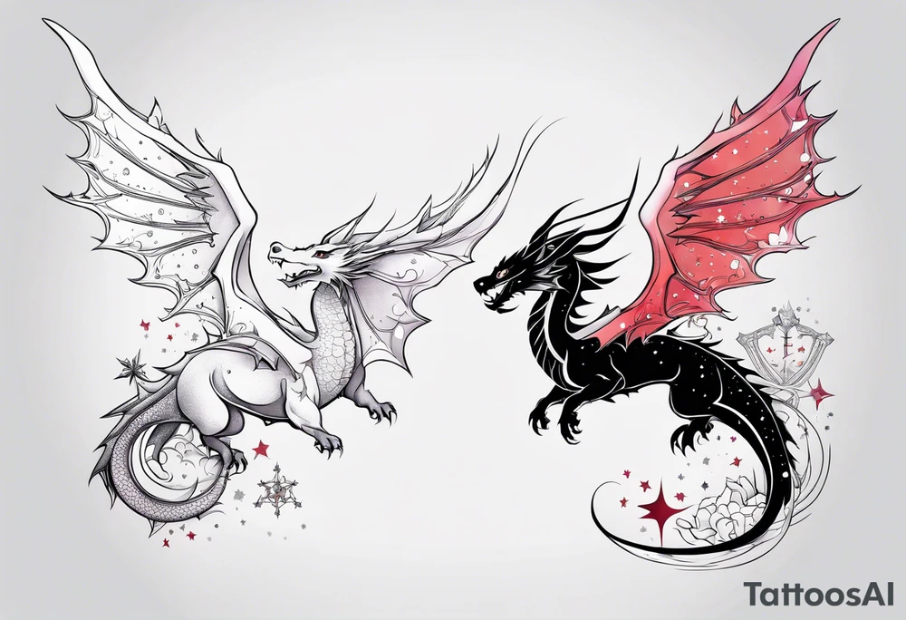 Constellation, wing , snow , cross , dragon japan kawaii tattoo idea