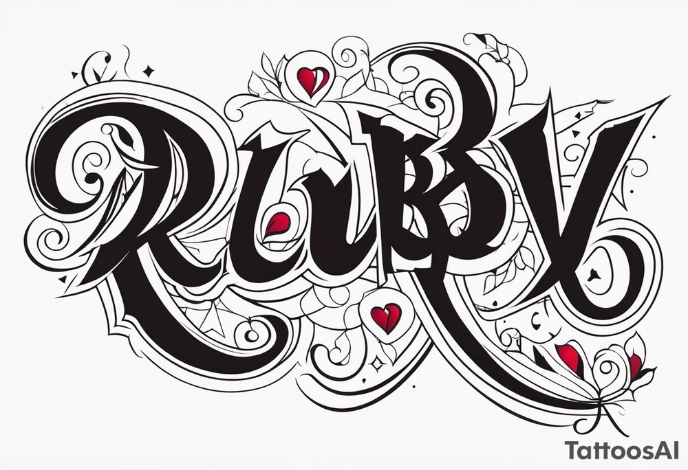 Generate a pretty tattoo with the name of: Ruby tattoo idea