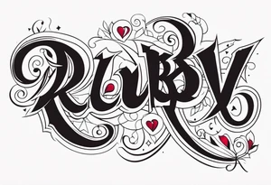 Generate a pretty tattoo with the name of: Ruby tattoo idea